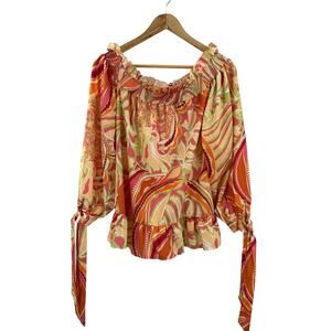 Jorge Pérez Off-the-Shoulder Tie-Sleeve Blouse Multicolor Summer‎ Spring